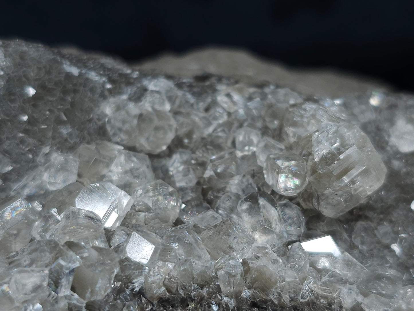 #33696 Super clear Nailhead Spar Calcite cluster and Chalcopyrite ore and multiple small fossils in the matrix