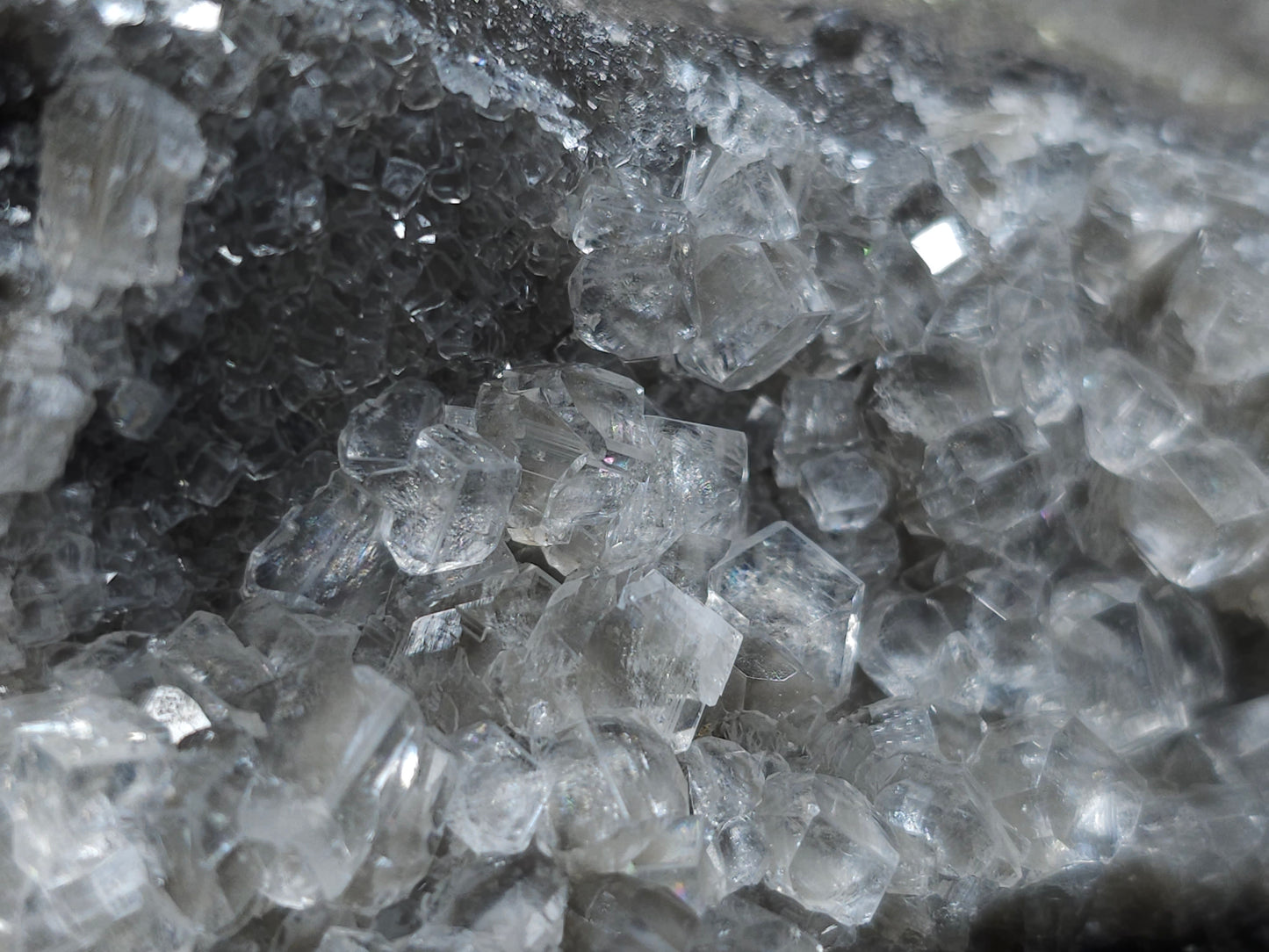 #33696 Super clear Nailhead Spar Calcite cluster and Chalcopyrite ore and multiple small fossils in the matrix