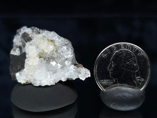 #35930 Super clear Nailhead Spar Calcite geode, Chalcopyrite ore and multiple small fossils in the matrix