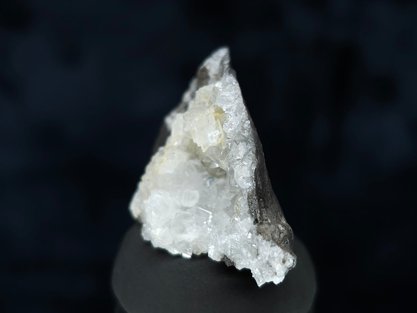 #35930 Super clear Nailhead Spar Calcite geode, Chalcopyrite ore and multiple small fossils in the matrix