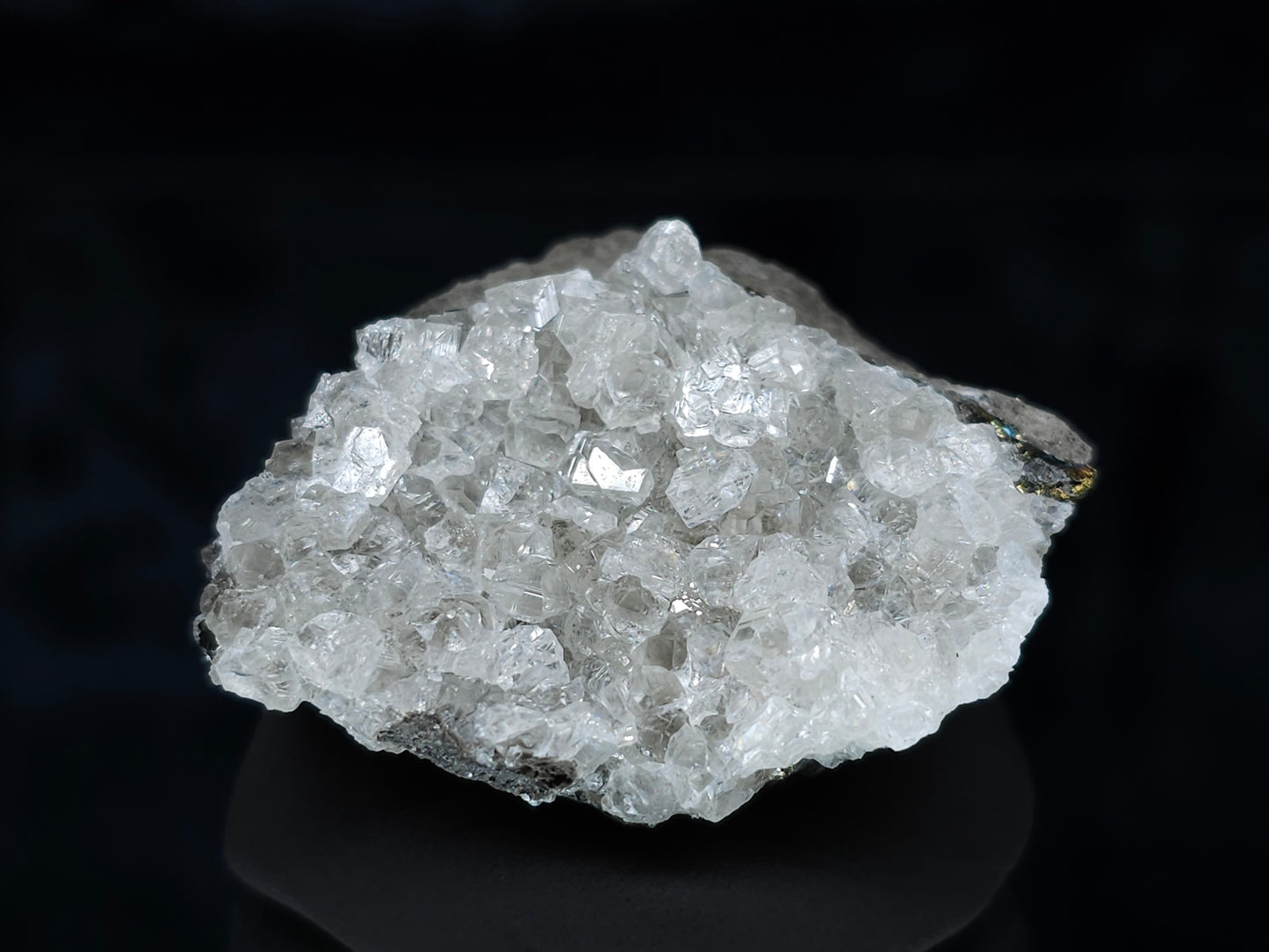 #35933 Super clear Nailhead Spar Calcite cluster, Chalcopyrite ore and multiple small fossils in the matrix