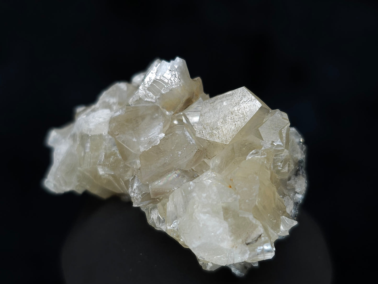 #35941 Super clear Nailhead Spar Calcite cluster, Chalcopyrite ore and multiple small fossils in the matrix