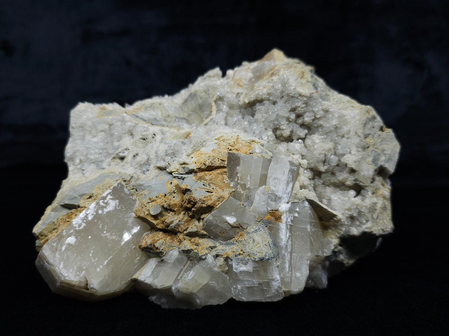 #88115 Spirit Gwindel Quartz on cream-white Calcite pseudomorph after Combined form Calcite on matrix