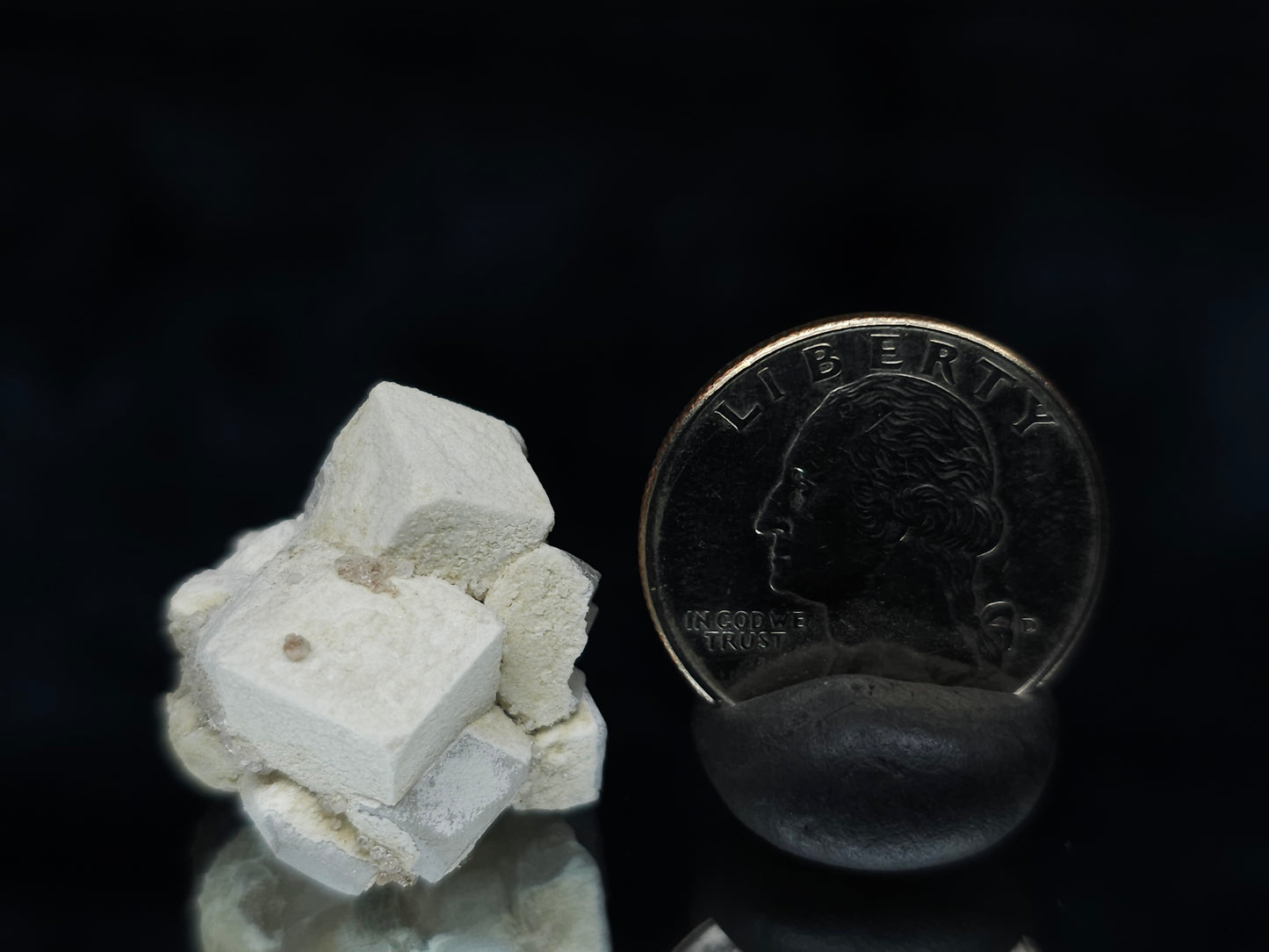 #11066 White Dolomite on Combined form Calcite along with tiny clear Nailhead Spar Calcite formation