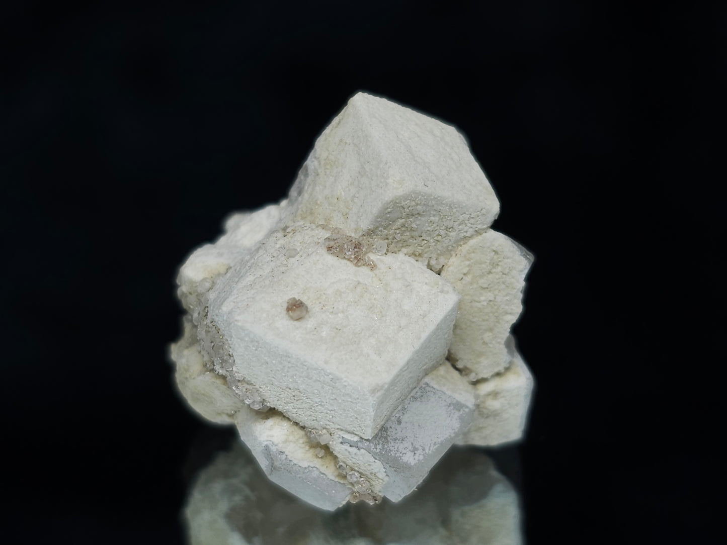 #11066 White Dolomite on Combined form Calcite along with tiny clear Nailhead Spar Calcite formation