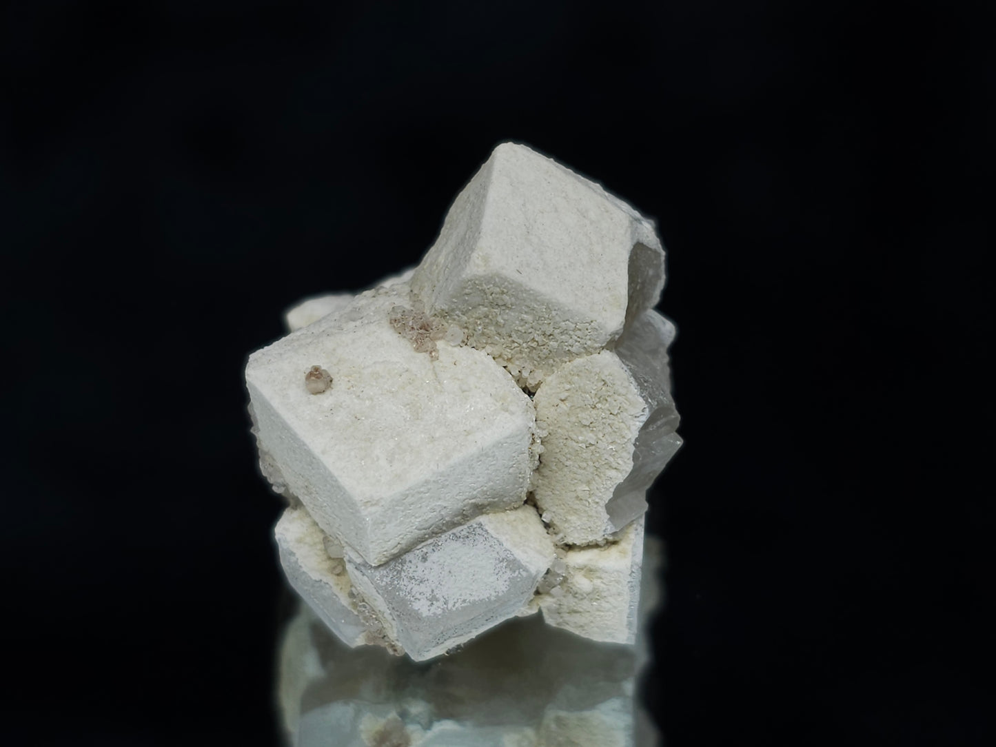 #11066 White Dolomite on Combined form Calcite along with tiny clear Nailhead Spar Calcite formation