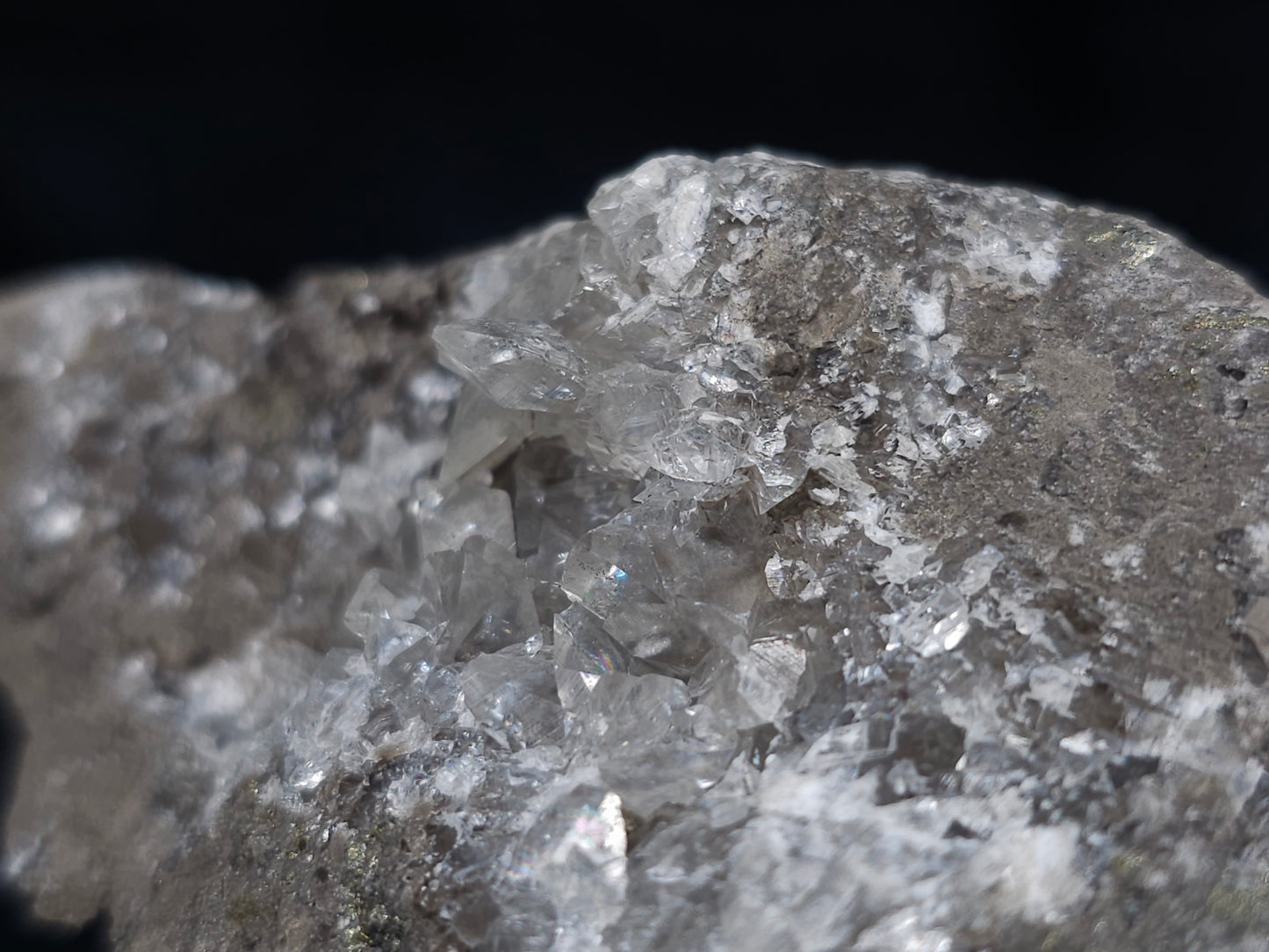 #36624 Super clear Nailhead Spar Calcite and Chalcopyrite ore and multiple small fossils in the matrix