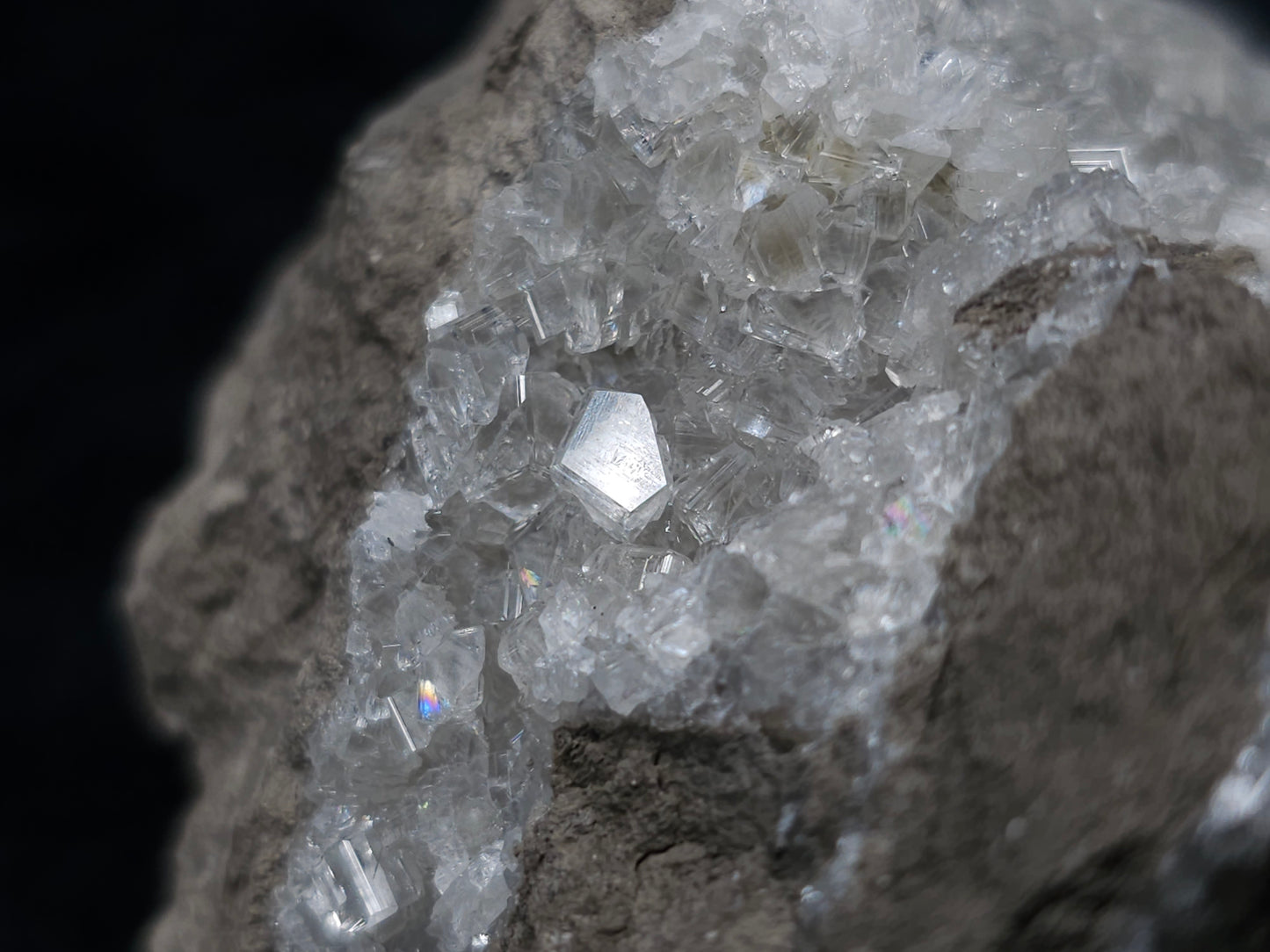 #36632 Super clear Nailhead Spar Calcite and Chalcopyrite ore and multiple small fossils in the matrix