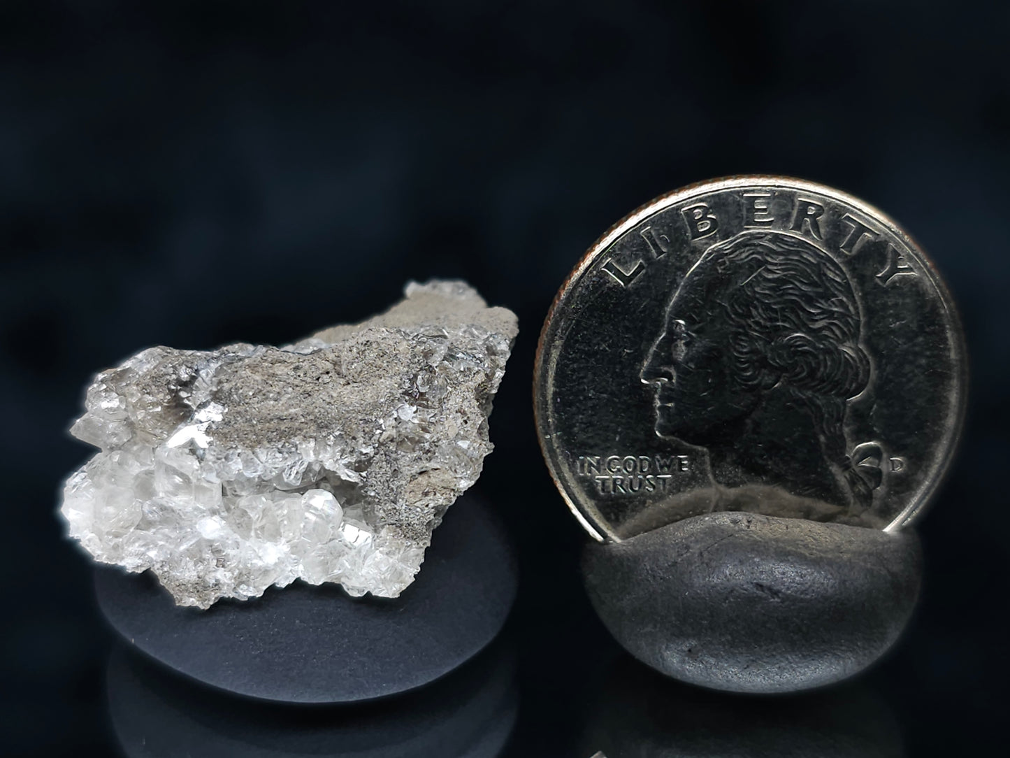 #36644 Super clear Nailhead Spar Calcite and Chalcopyrite ore and multiple small fossils in the matrix