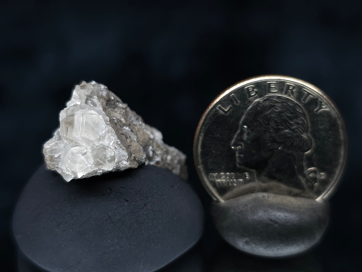 #36650 Super clear Nailhead Spar Calcite and Chalcopyrite ore and multiple small fossils in the matrix