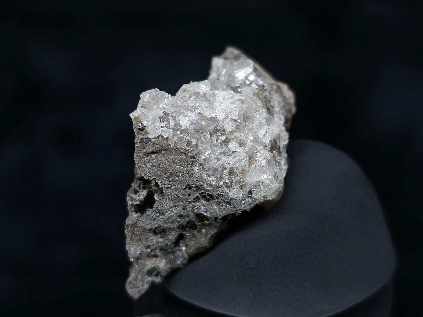 #36655 Super clear Nailhead Spar Calcite and Chalcopyrite ore and multiple small fossils in the matrix