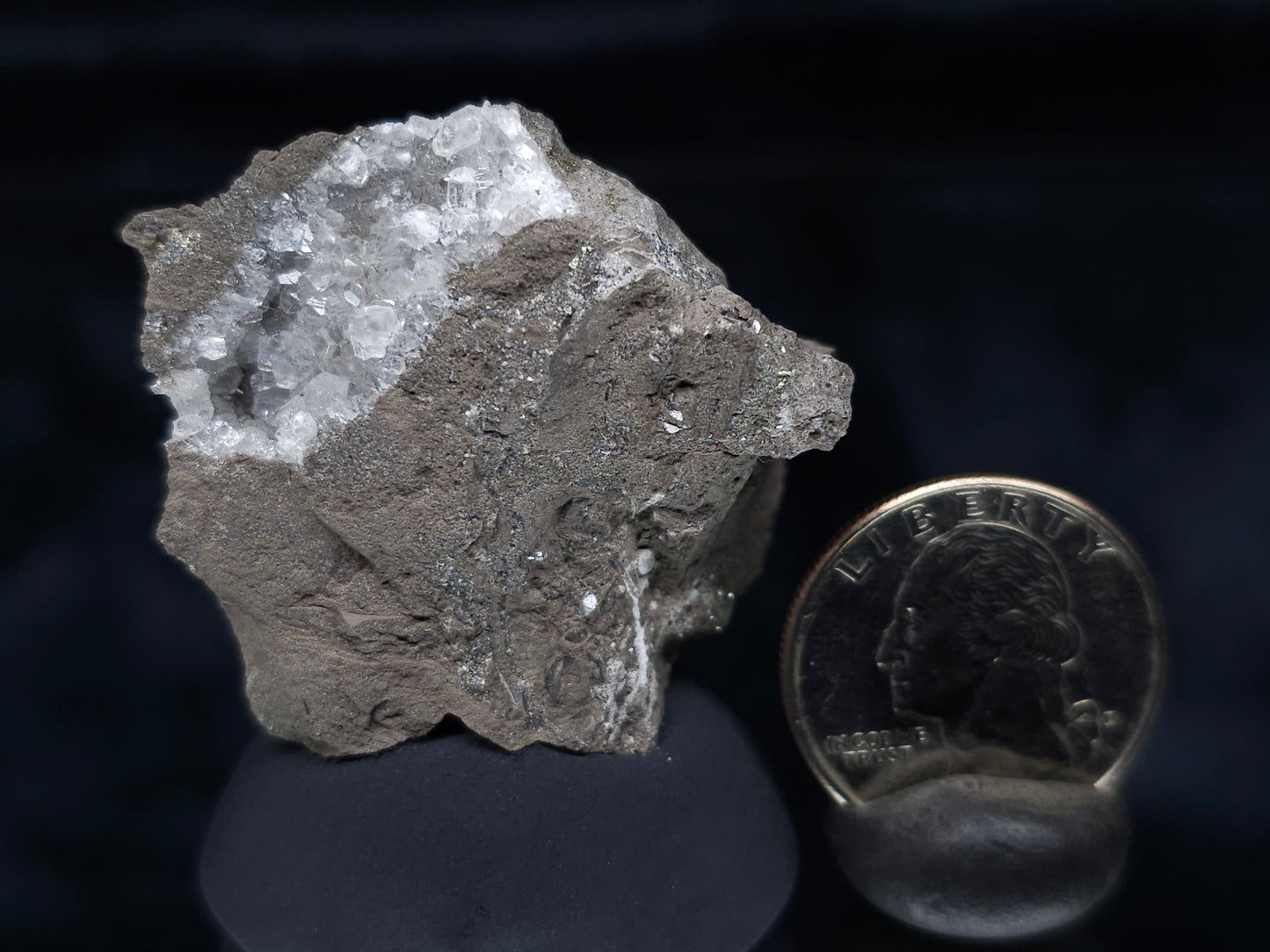 #36670 Super clear Nailhead Spar Calcite and Chalcopyrite ore and multiple small fossils in the matrix