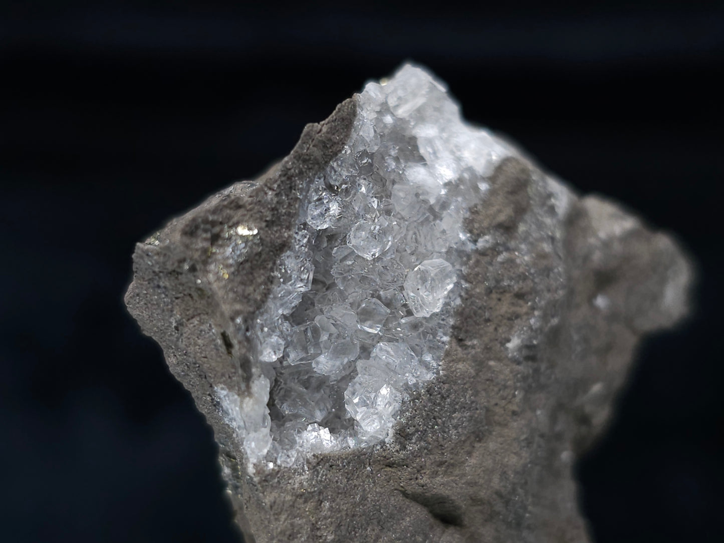 #36670 Super clear Nailhead Spar Calcite and Chalcopyrite ore and multiple small fossils in the matrix