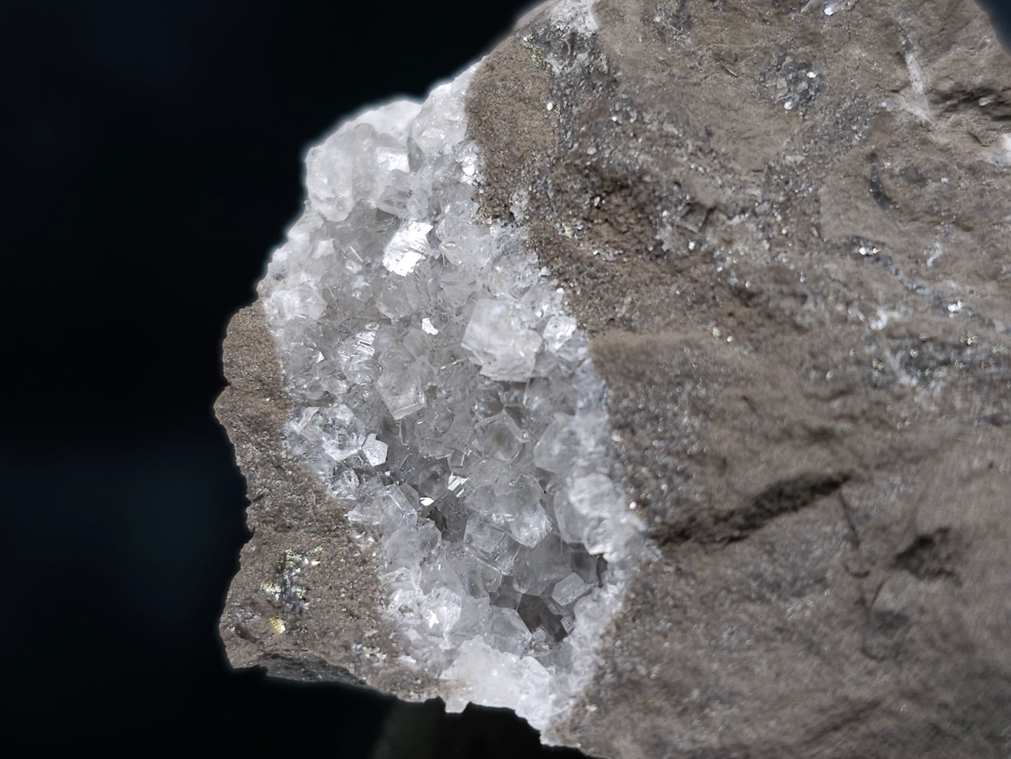 #36670 Super clear Nailhead Spar Calcite and Chalcopyrite ore and multiple small fossils in the matrix