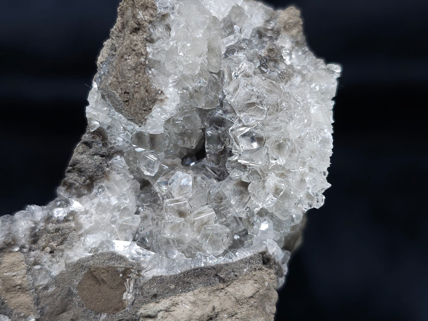 #36672 Super clear Nailhead Spar Calcite and Chalcopyrite ore and multiple small fossils in the matrix
