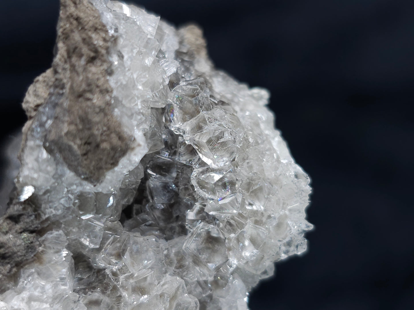 #36672 Super clear Nailhead Spar Calcite and Chalcopyrite ore and multiple small fossils in the matrix