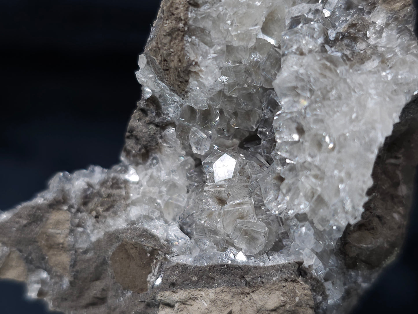 #36672 Super clear Nailhead Spar Calcite and Chalcopyrite ore and multiple small fossils in the matrix