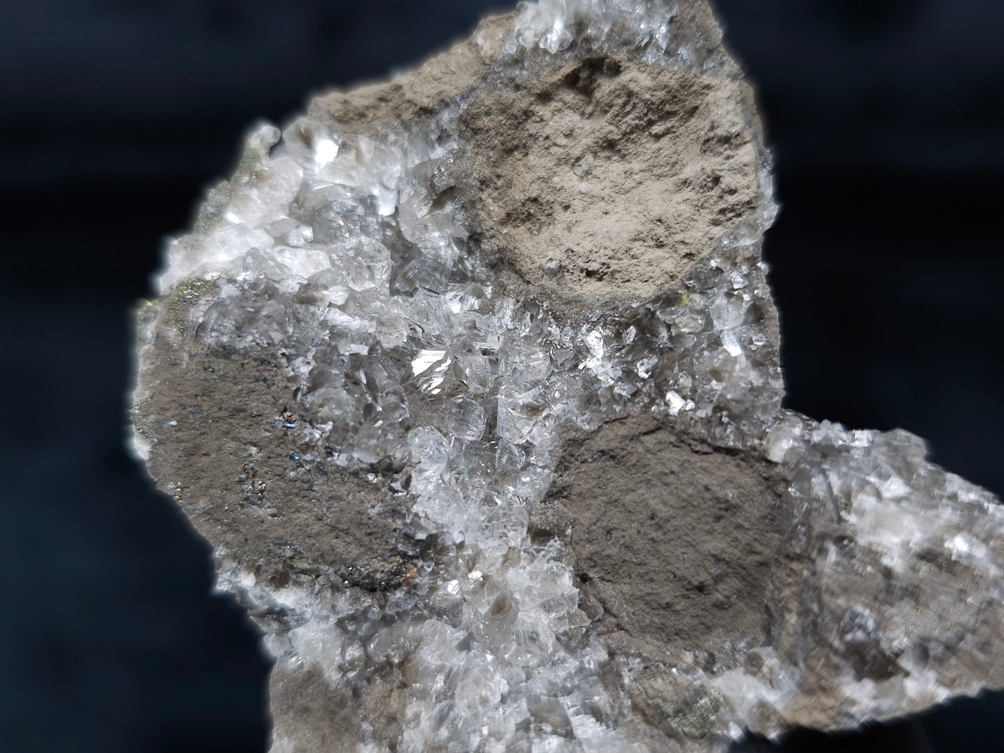 #36672 Super clear Nailhead Spar Calcite and Chalcopyrite ore and multiple small fossils in the matrix