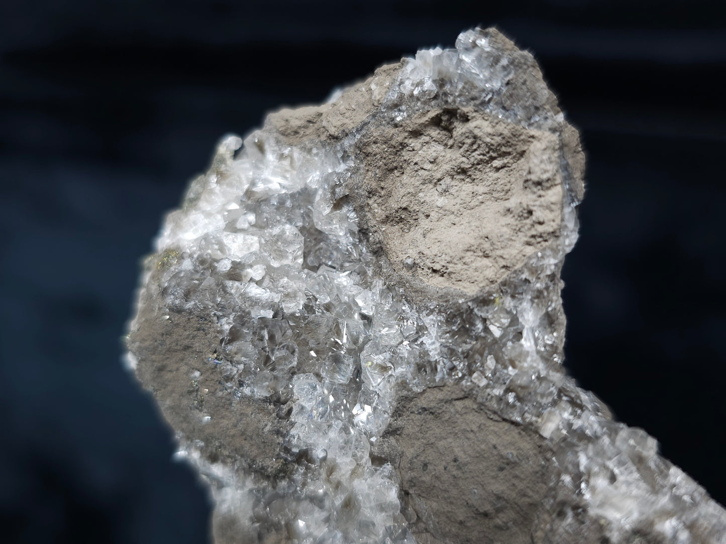 #36672 Super clear Nailhead Spar Calcite and Chalcopyrite ore and multiple small fossils in the matrix