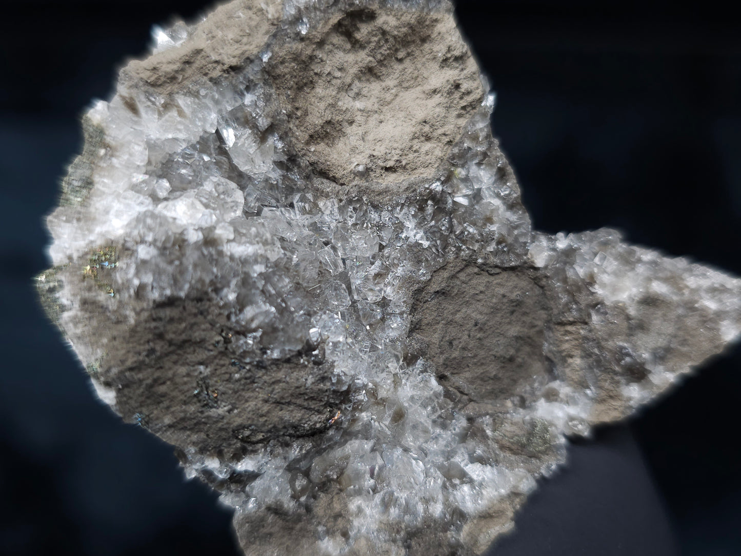 #36672 Super clear Nailhead Spar Calcite and Chalcopyrite ore and multiple small fossils in the matrix