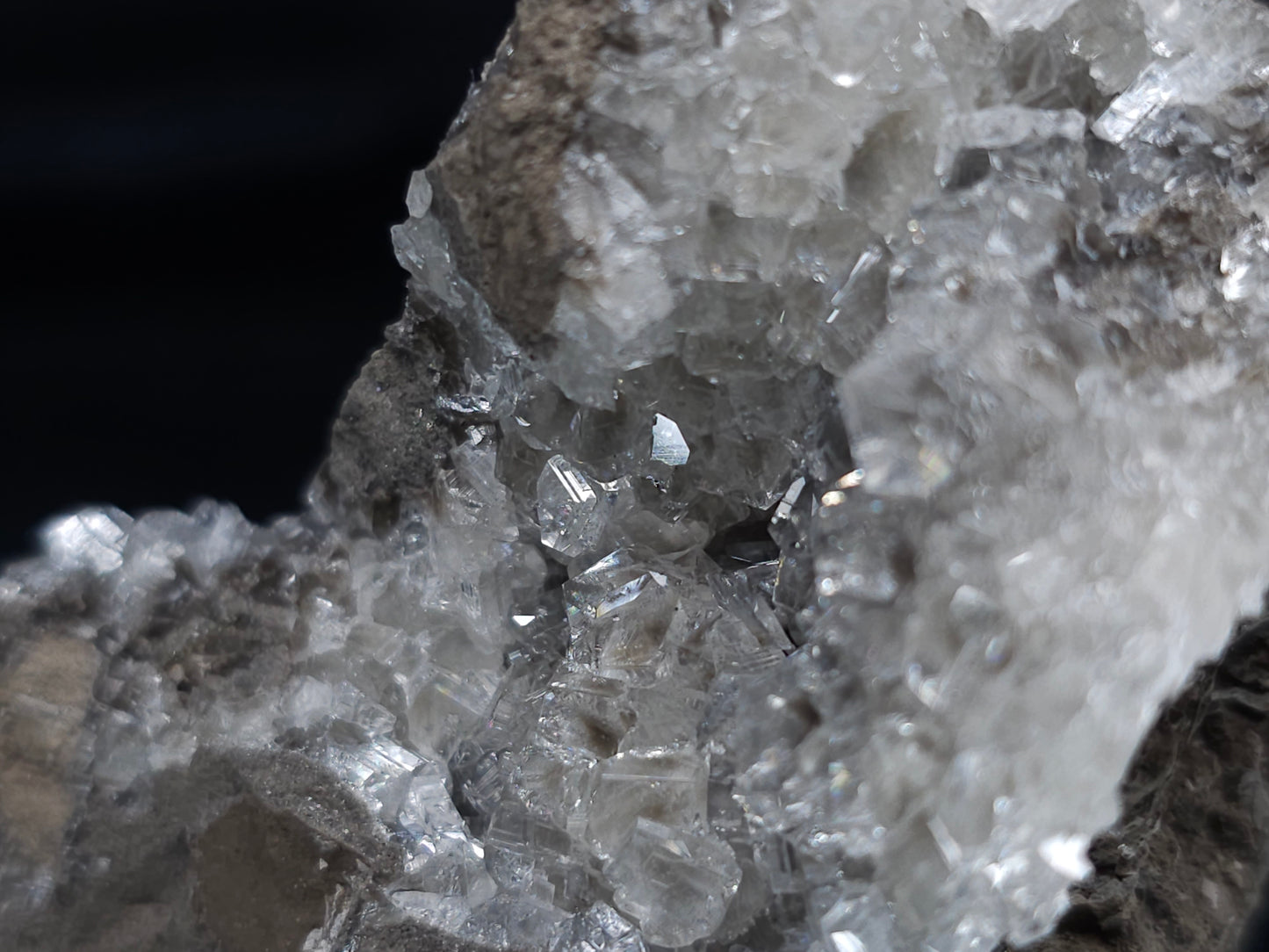 #36672 Super clear Nailhead Spar Calcite and Chalcopyrite ore and multiple small fossils in the matrix