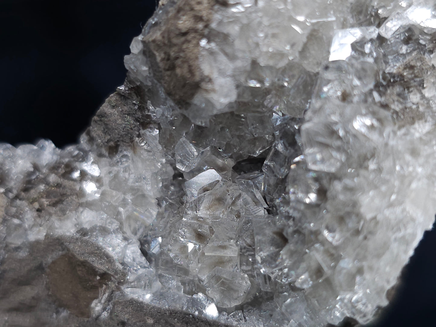 #36672 Super clear Nailhead Spar Calcite and Chalcopyrite ore and multiple small fossils in the matrix