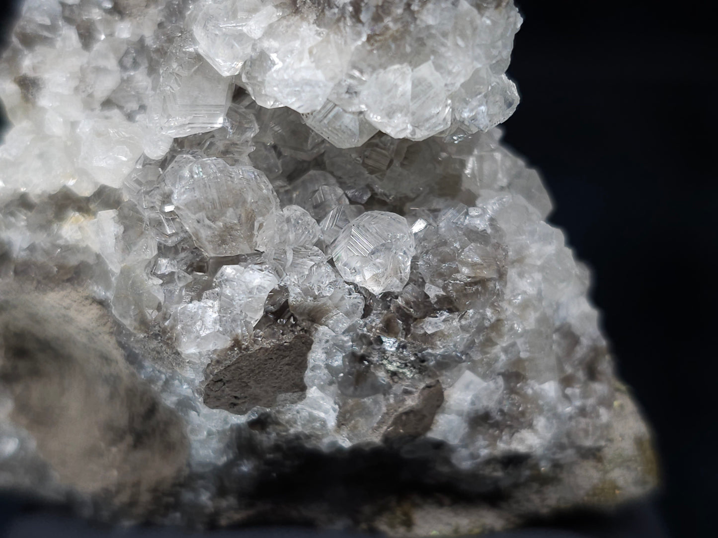 #36673 Super clear Nailhead Spar Calcite and Chalcopyrite ore and multiple small fossils in the matrix