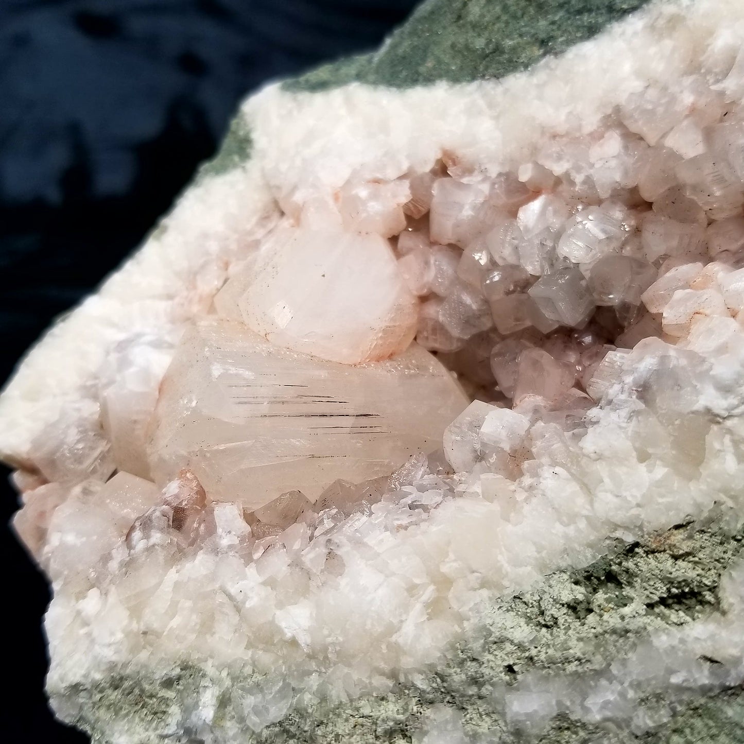 #11026 Pyrite lines Calcite with Hematite inclusions on matrix