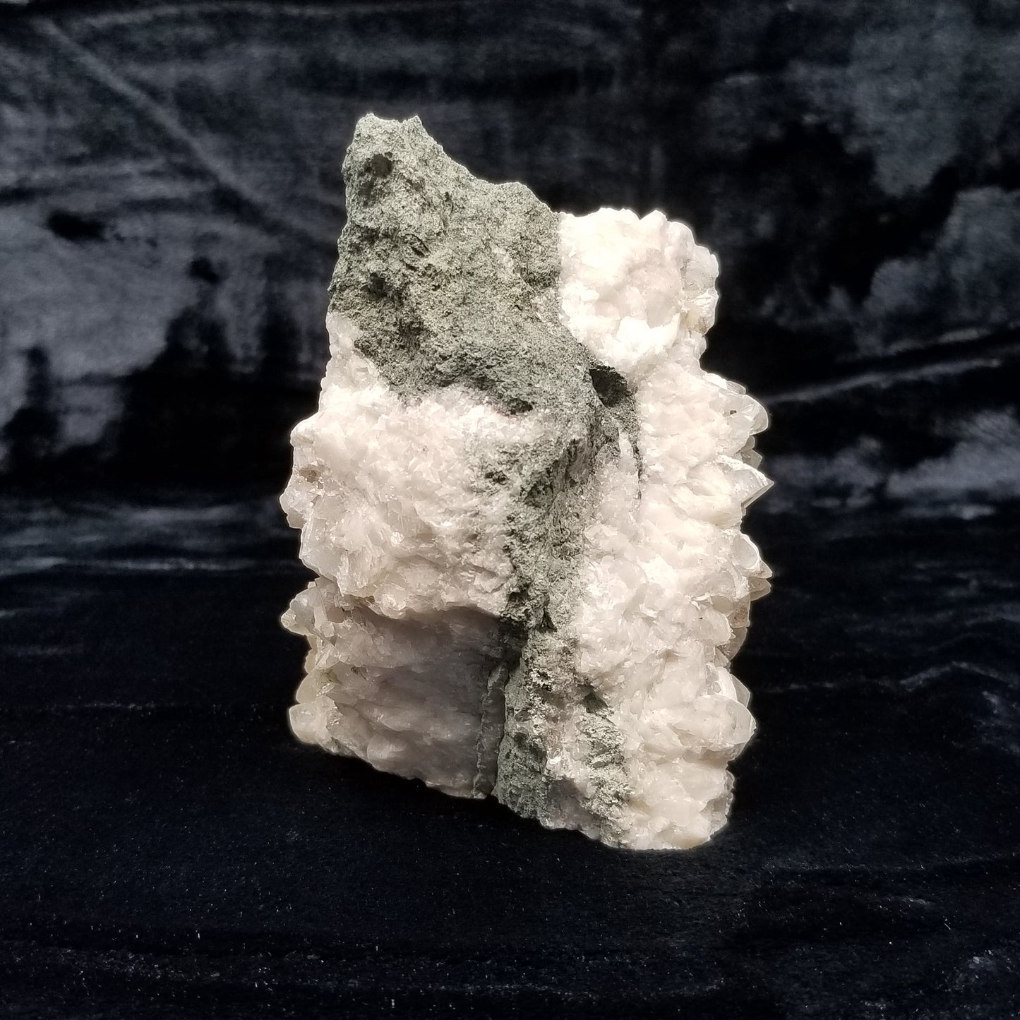 #11030 White Dolomite on clear Combined form Calcite with Chalcopyrite