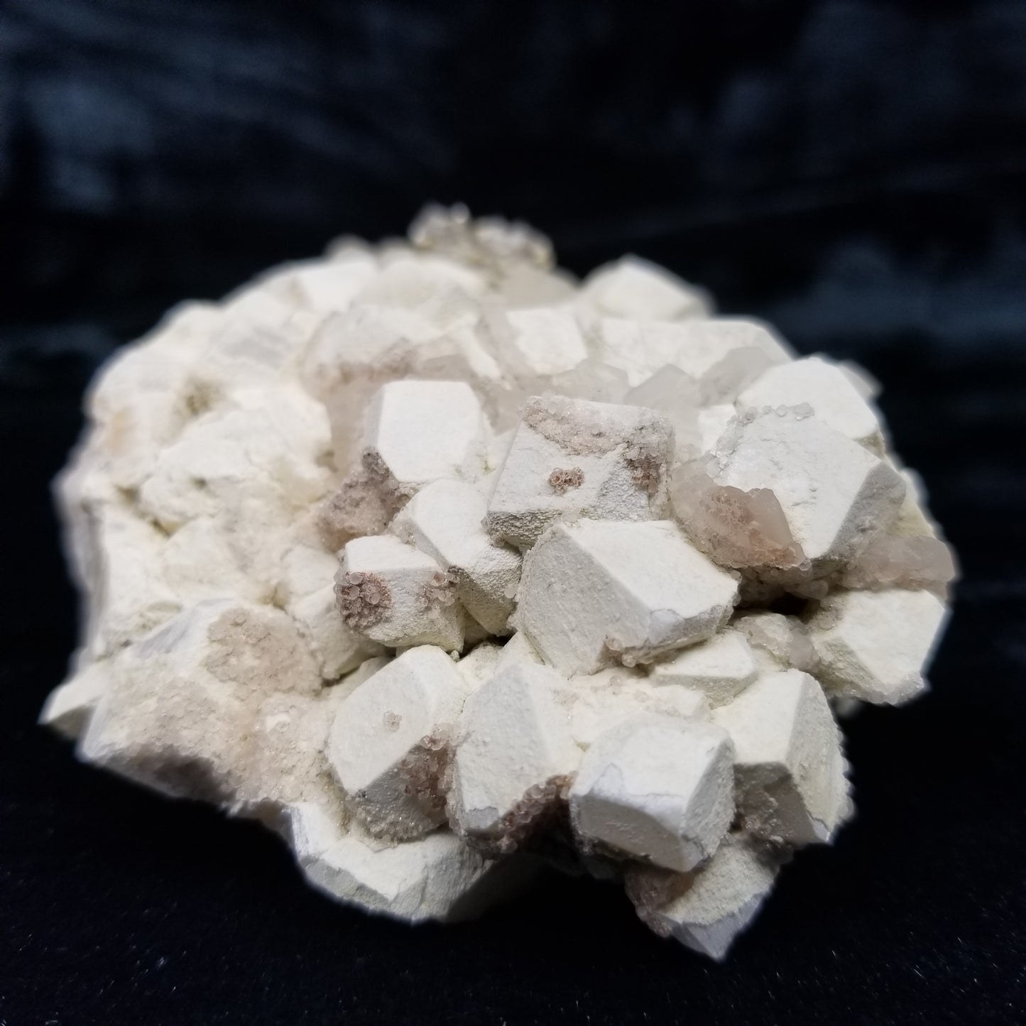 #11032 White Dolomite and Spirit Quartz on Combined form Calcite with multiple formation