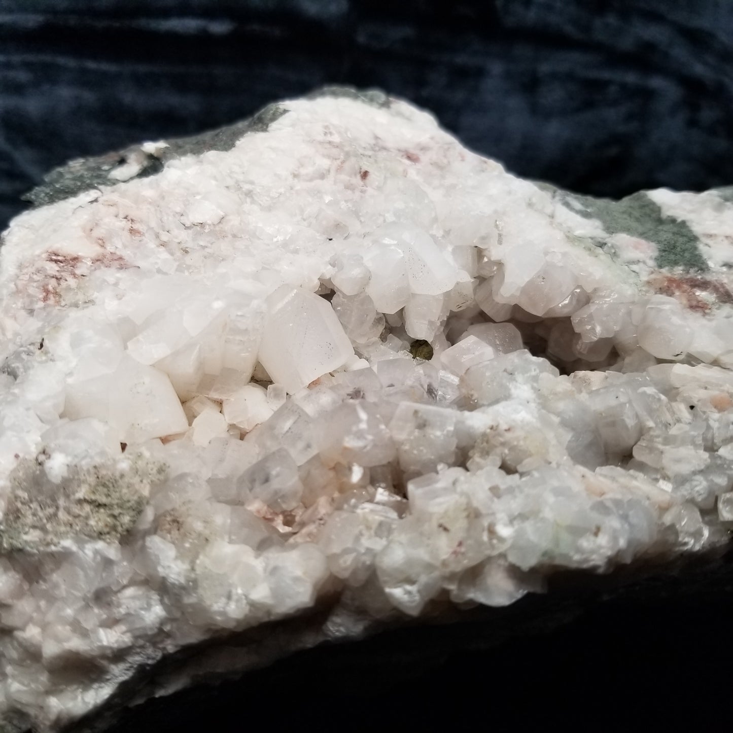 #11034 Chalcopyrite on clear Combined form Calcite with Hematite inclusions with Chalcopyrite phantom