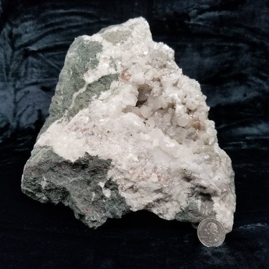 #11034 Chalcopyrite on clear Combined form Calcite with Hematite inclusions with Chalcopyrite phantom