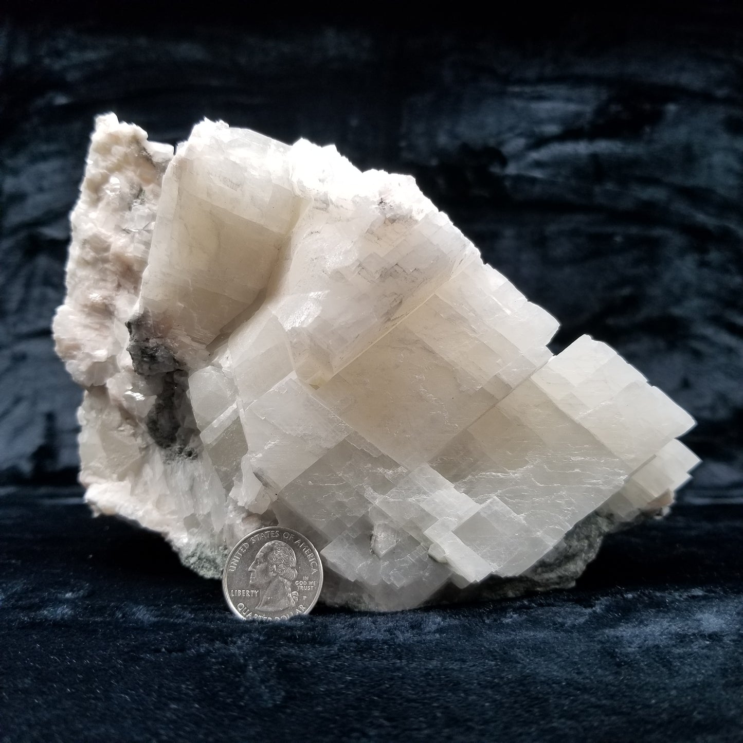 #11036 Chalcopyrite and Spirit Quartz on white Calcite whit Combined form Calcite on Sedimentary matrix.