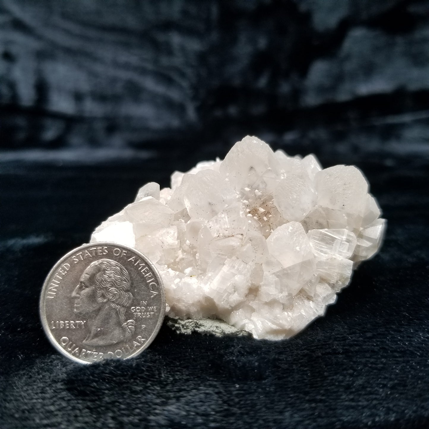 #11037 Dolomite on clear Dogtooth Spar Calcite with Hematite phantom inclusions