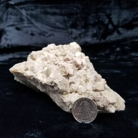 #11073 White Dolomite along with clear Nailhead Spar Calcite on Combined form Calcite cluster on white Calcite