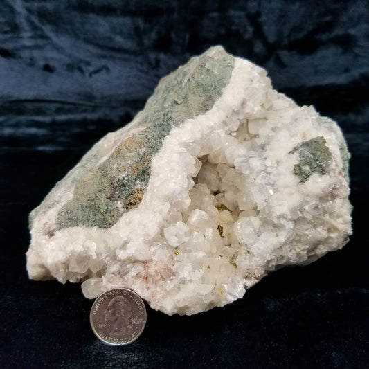 #11082 Chalcopyrite ore on clear Combined form Calcite with phantom Chalcopyrite ore