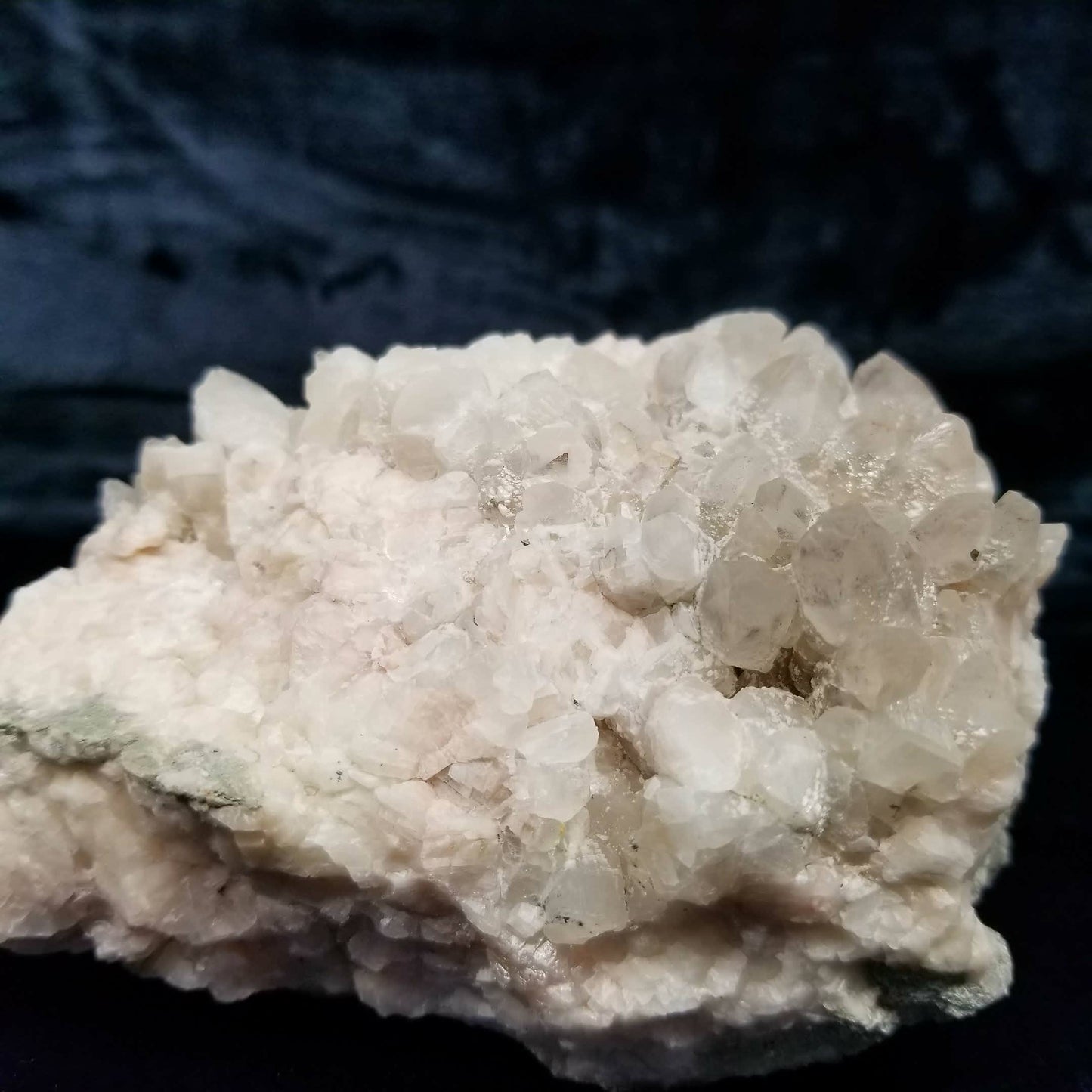 #11084 White Dolomite on clear Combined form Calcite cluster