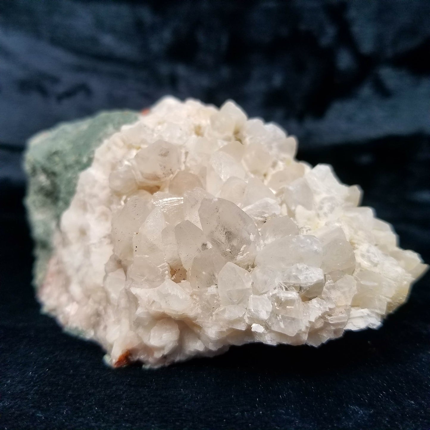 #11094 White Dolomite and Chalcopyrite on clear Combined form Calcite with Chalcopyrite phantom