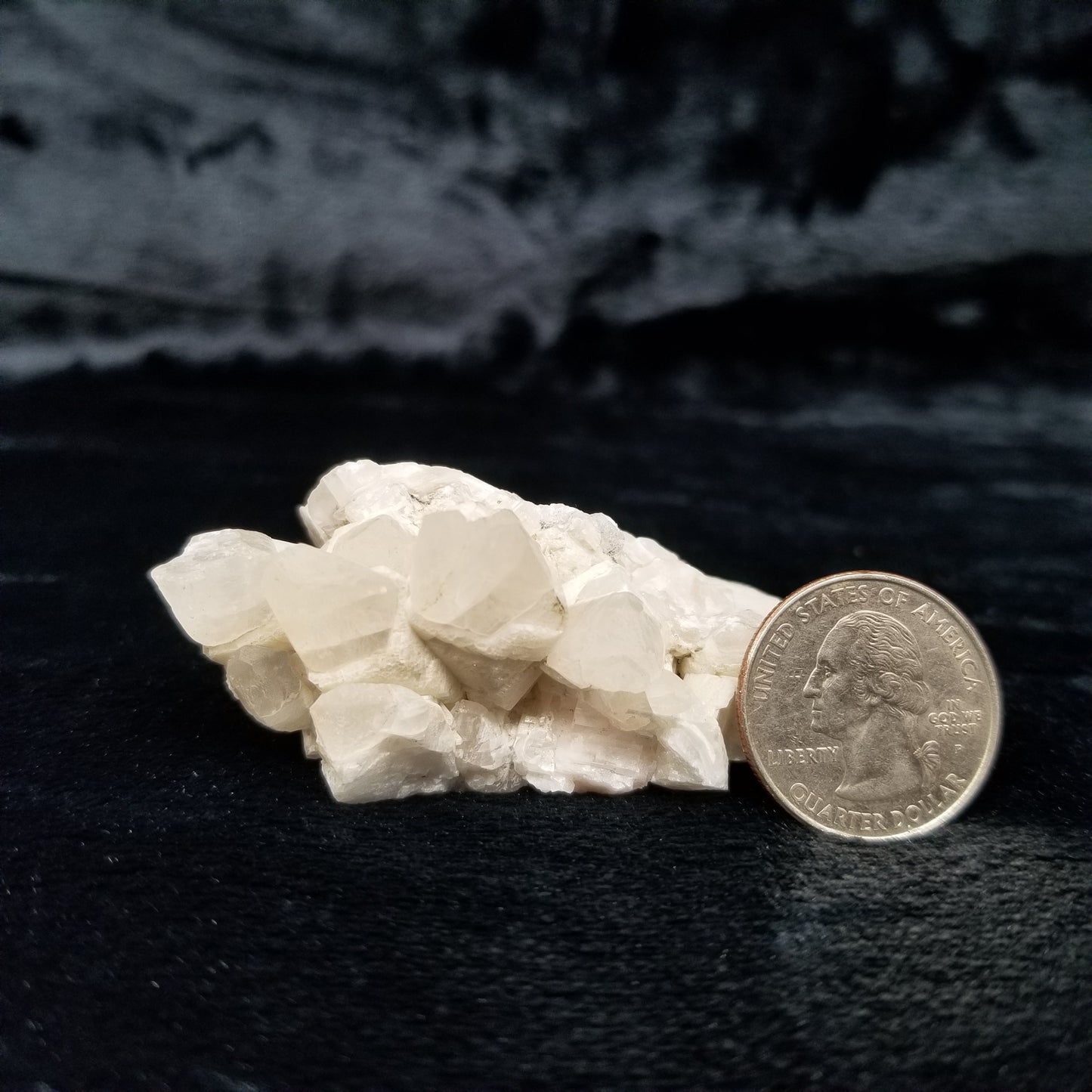 #11095 White Dolomite on clear Combined form Calcite