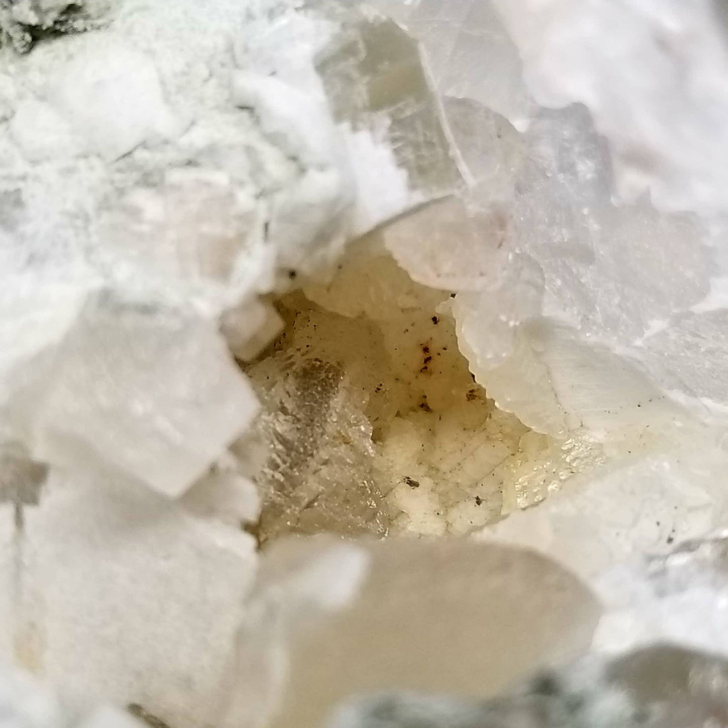 #11110 White Dolomite and special green formation on Dogtooth Spar Calcite