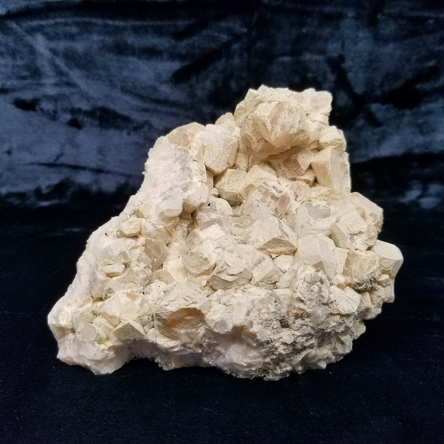 #11111 White Dolomite on Combined form Calcite cluster