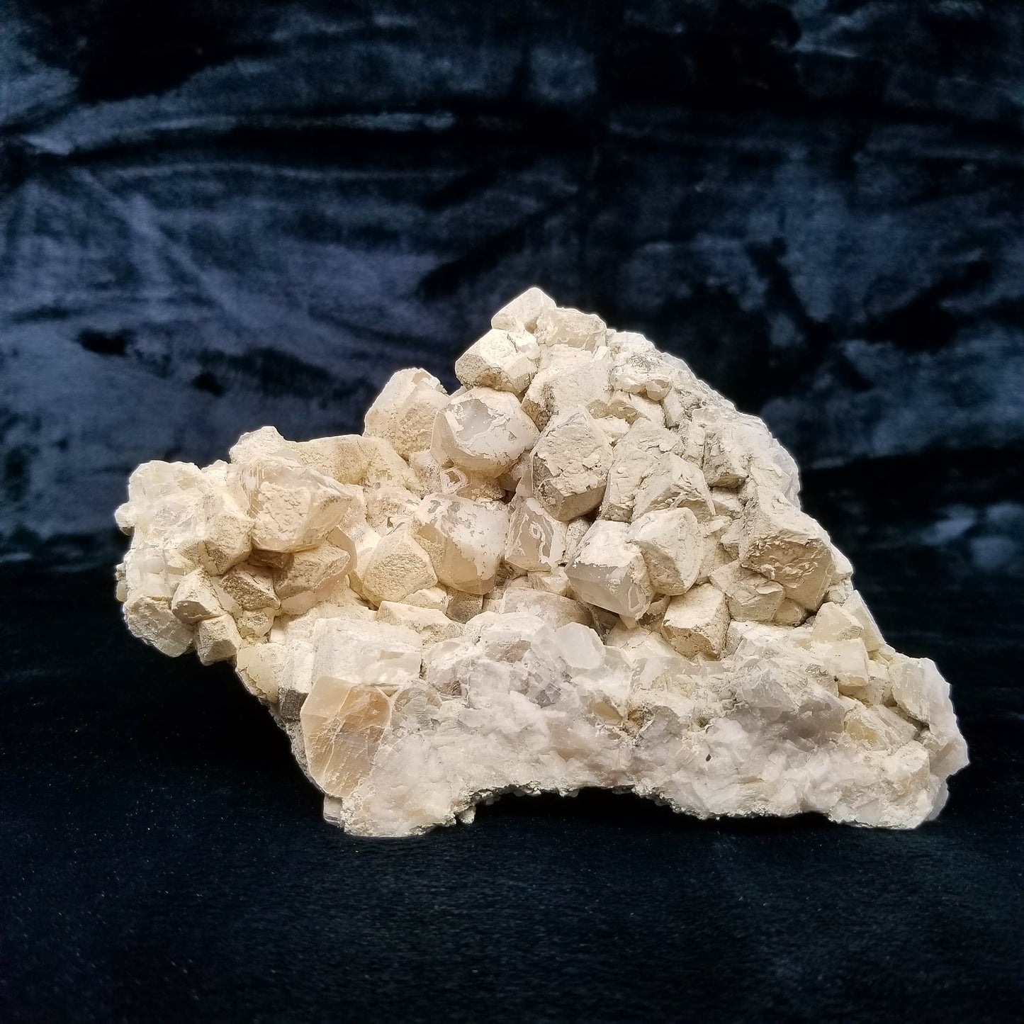 #11111 White Dolomite on Combined form Calcite cluster