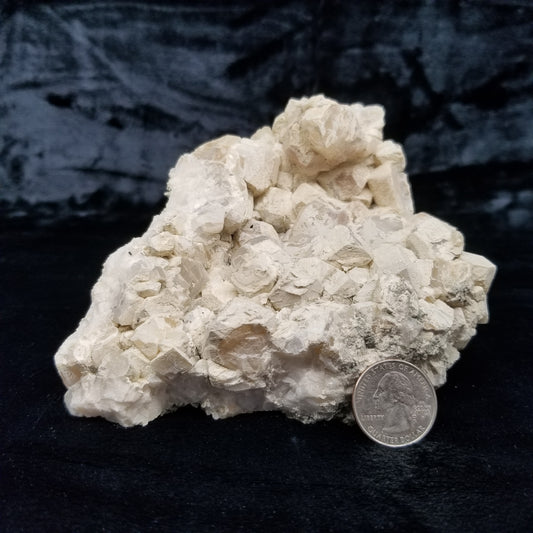 #11111 White Dolomite on Combined form Calcite cluster