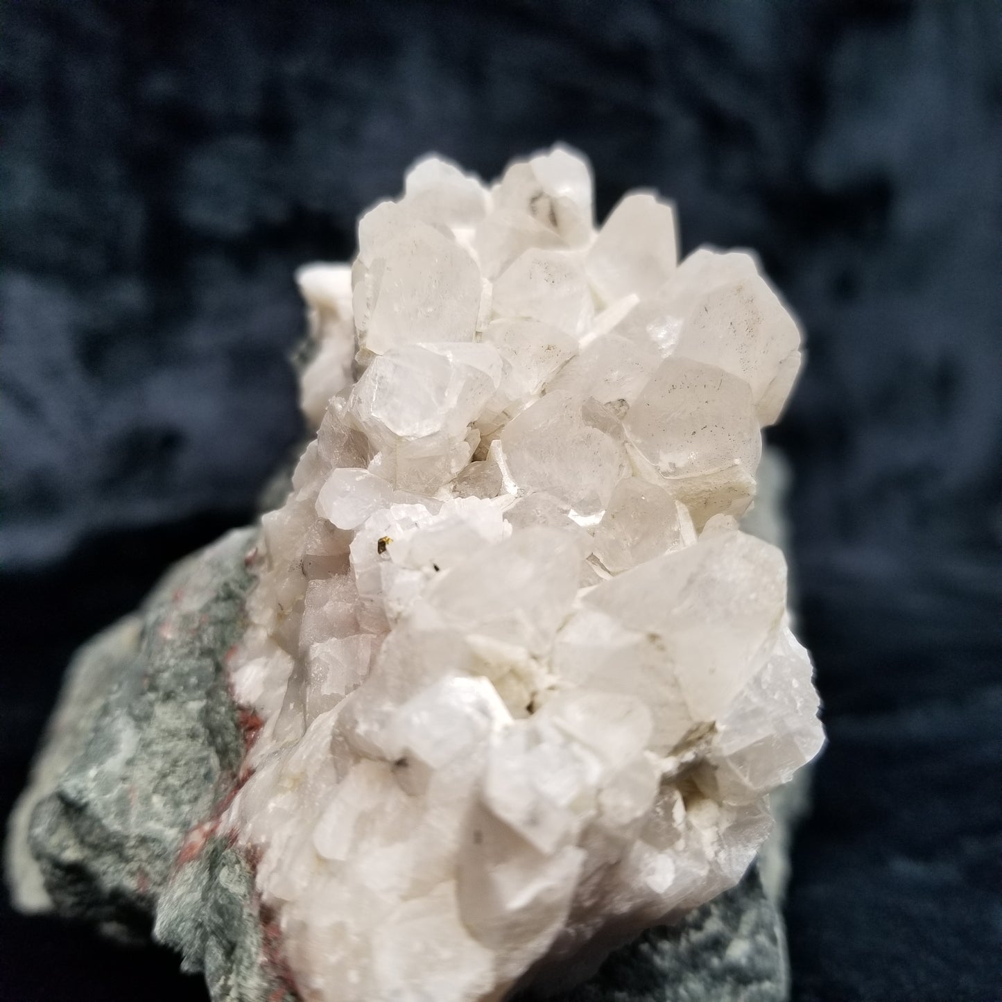 #11122 White Dolomite on Combined form Calcite double formation pyrite inclusions