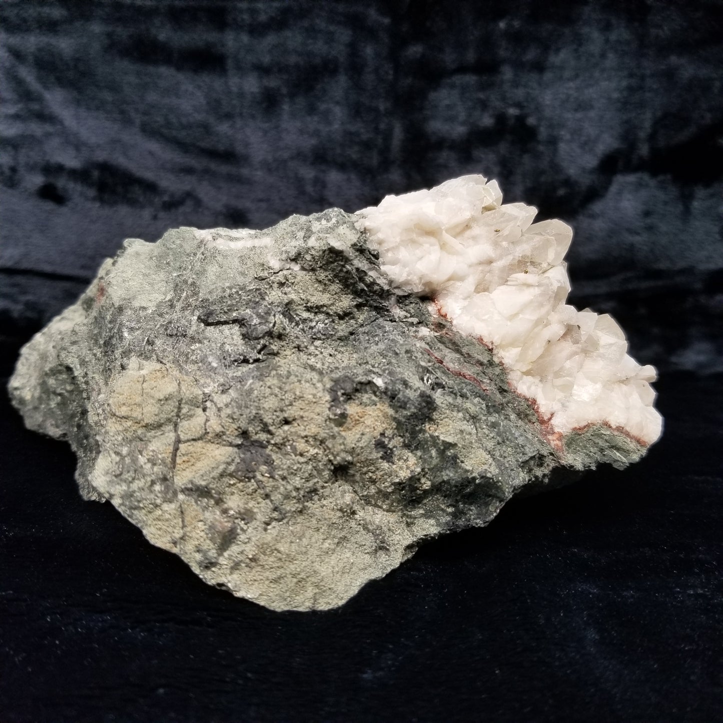 #11122 White Dolomite on Combined form Calcite double formation pyrite inclusions