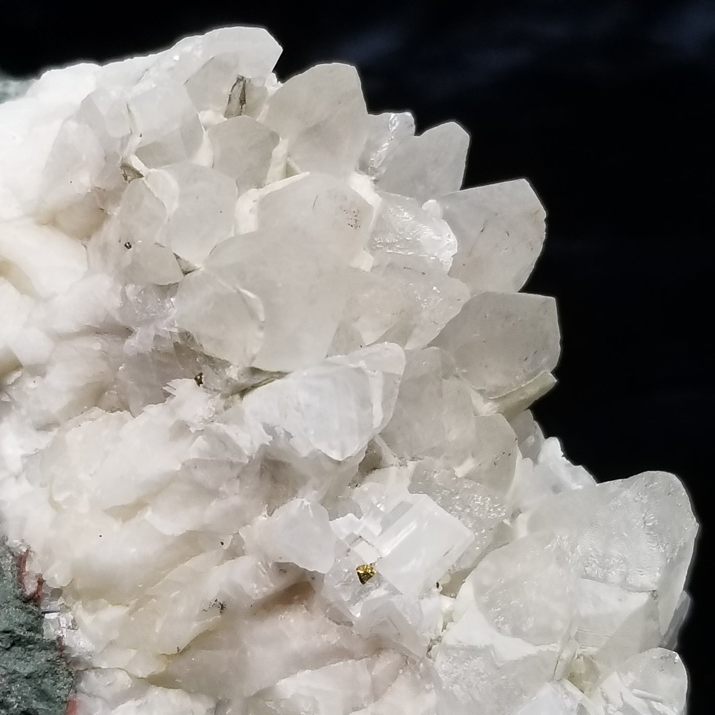 #11122 White Dolomite on Combined form Calcite double formation pyrite inclusions