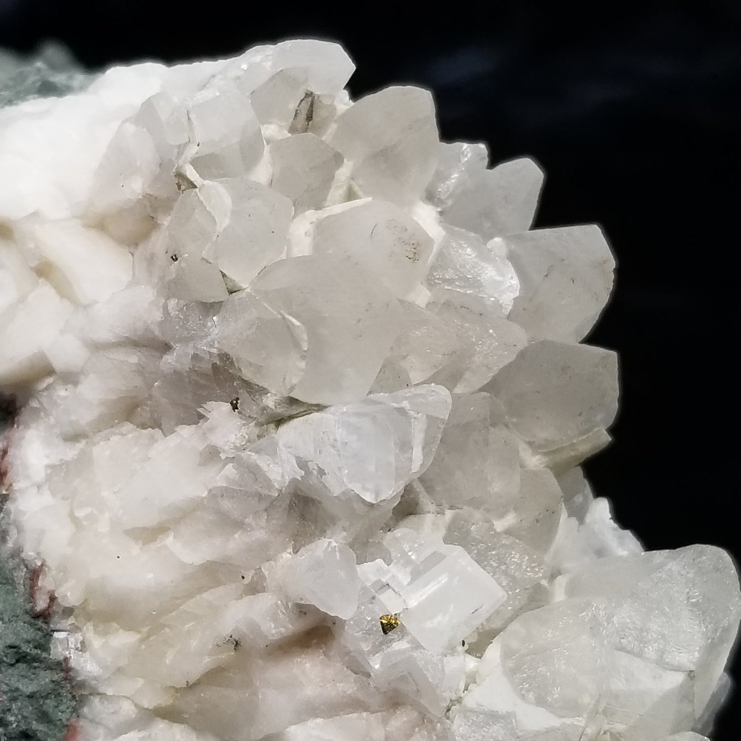 #11122 White Dolomite on Combined form Calcite double formation pyrite inclusions