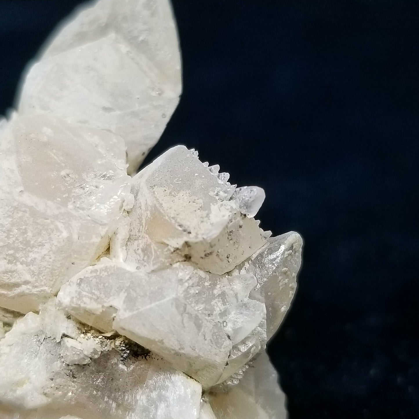 #11132 White Dolomite on clear Combined form Calcite