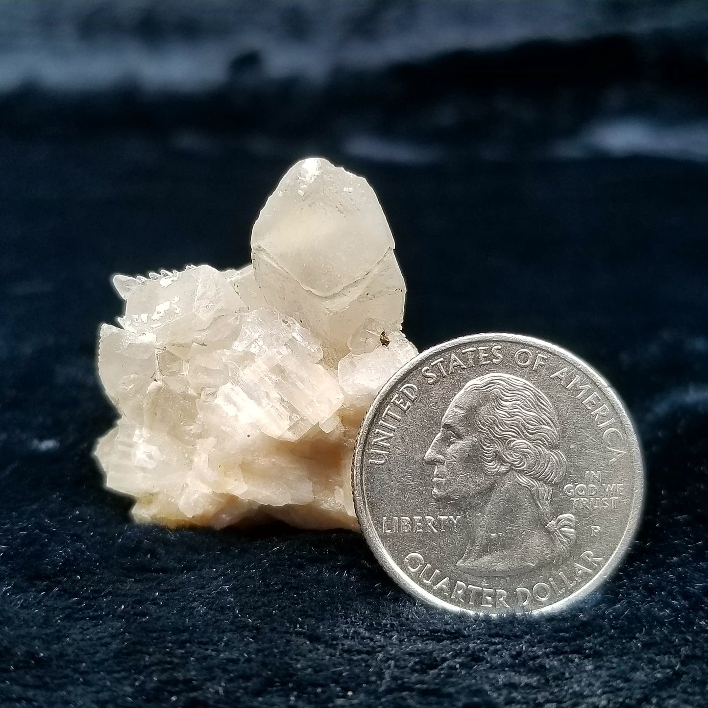 #11132 White Dolomite on clear Combined form Calcite