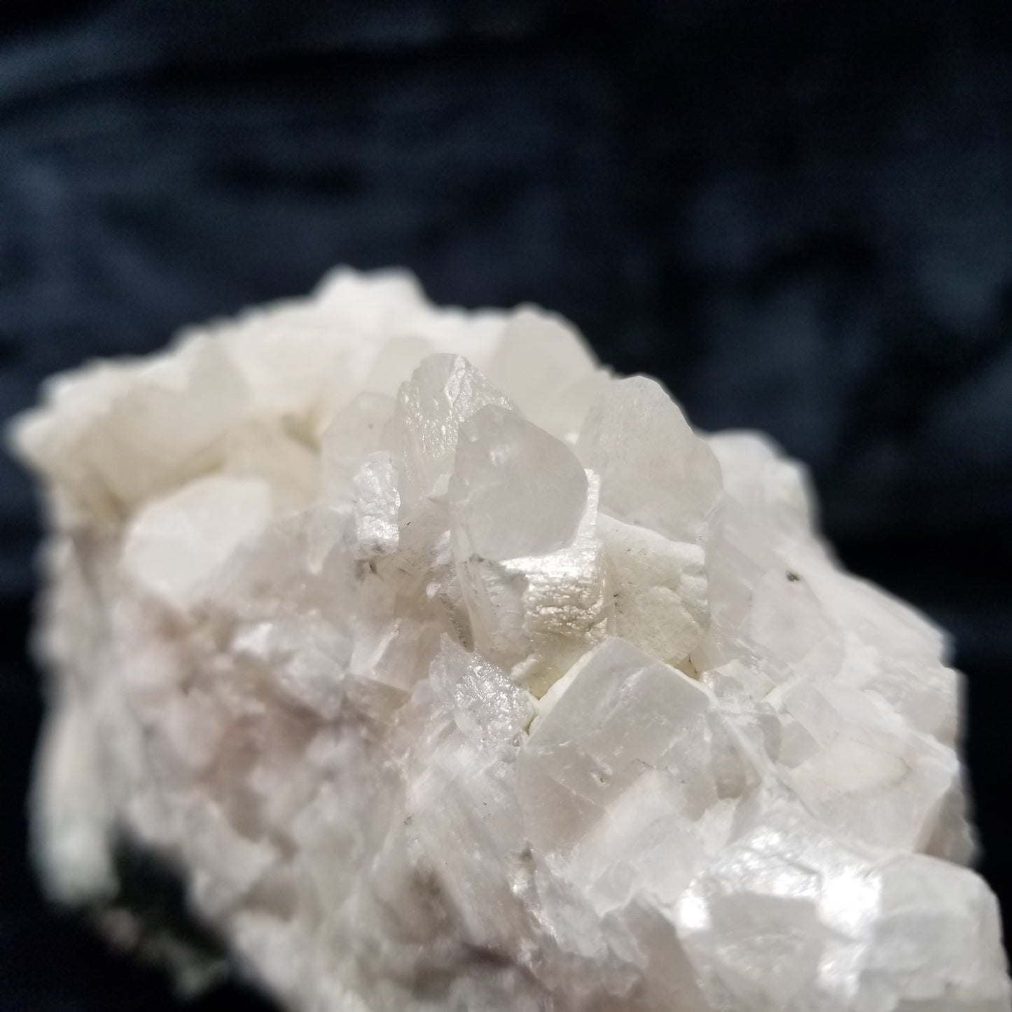 #11136 White Dolomite on clear Combined form Calcite cluster